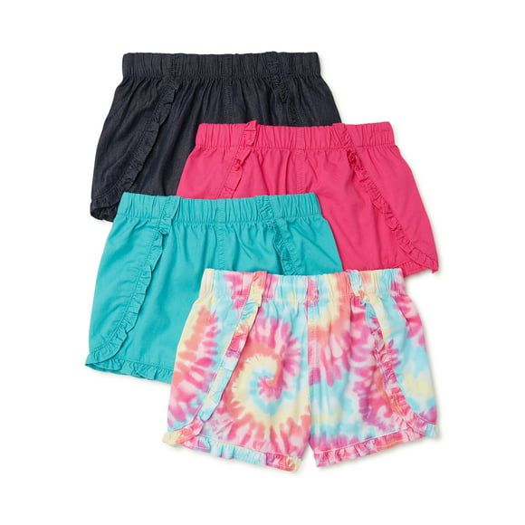 eKooBee Girls Toddler Kids Ruffle Shorts Cotton Solid Color 